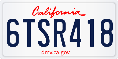 CA license plate 6TSR418