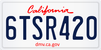 CA license plate 6TSR420