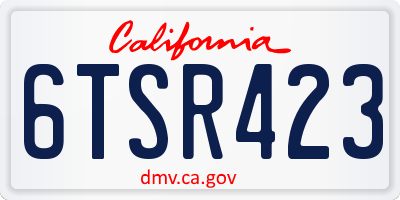 CA license plate 6TSR423