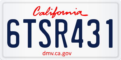 CA license plate 6TSR431
