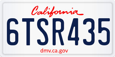 CA license plate 6TSR435
