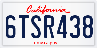 CA license plate 6TSR438