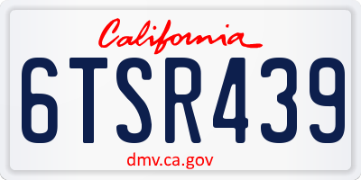 CA license plate 6TSR439