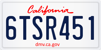 CA license plate 6TSR451
