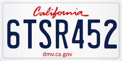 CA license plate 6TSR452