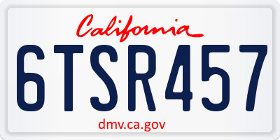 CA license plate 6TSR457