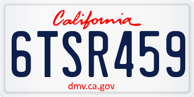 CA license plate 6TSR459