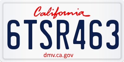 CA license plate 6TSR463