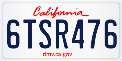 CA license plate 6TSR476