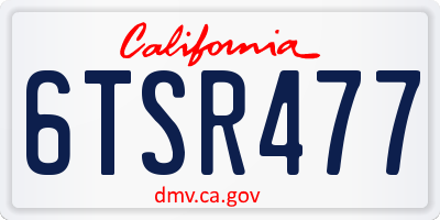 CA license plate 6TSR477