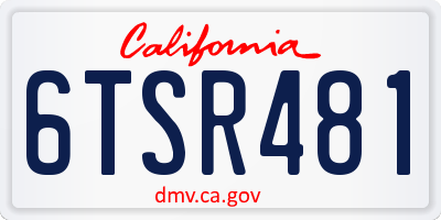 CA license plate 6TSR481
