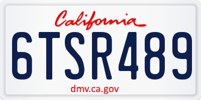 CA license plate 6TSR489