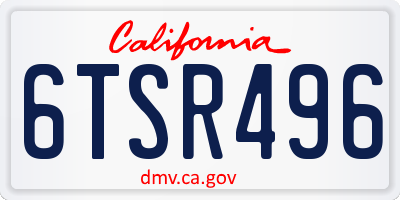 CA license plate 6TSR496