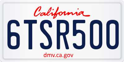 CA license plate 6TSR500