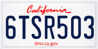 CA license plate 6TSR503