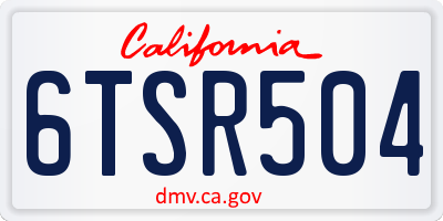 CA license plate 6TSR504