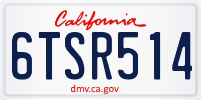 CA license plate 6TSR514