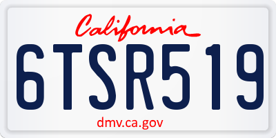 CA license plate 6TSR519