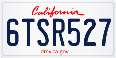 CA license plate 6TSR527