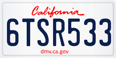 CA license plate 6TSR533