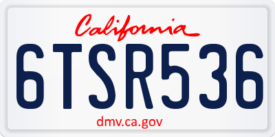 CA license plate 6TSR536