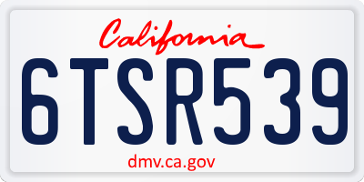 CA license plate 6TSR539