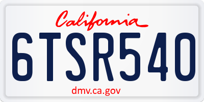 CA license plate 6TSR540