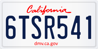 CA license plate 6TSR541