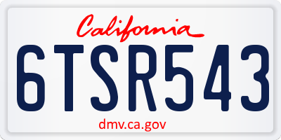 CA license plate 6TSR543