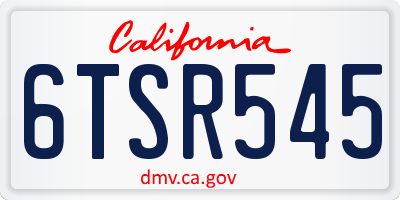 CA license plate 6TSR545