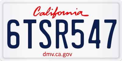 CA license plate 6TSR547