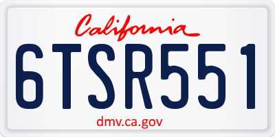 CA license plate 6TSR551