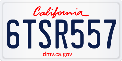 CA license plate 6TSR557