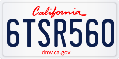 CA license plate 6TSR560