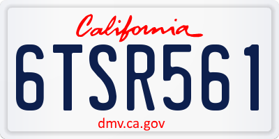 CA license plate 6TSR561