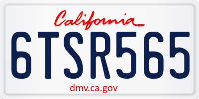 CA license plate 6TSR565