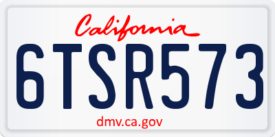 CA license plate 6TSR573