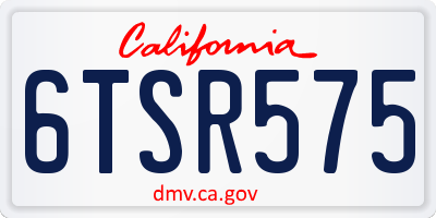 CA license plate 6TSR575