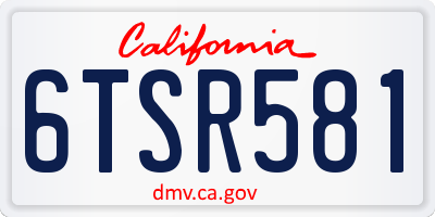CA license plate 6TSR581