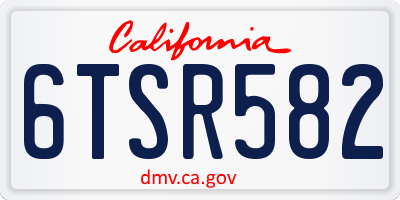CA license plate 6TSR582