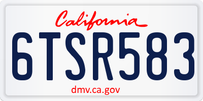 CA license plate 6TSR583