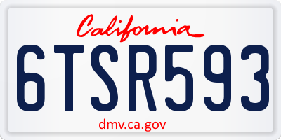 CA license plate 6TSR593