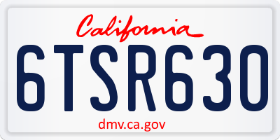 CA license plate 6TSR630