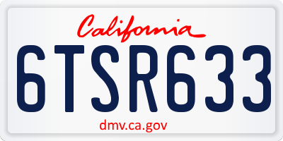 CA license plate 6TSR633