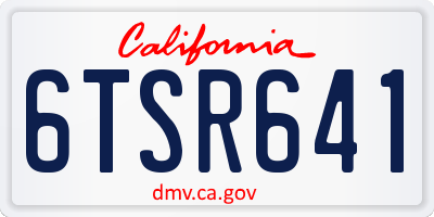 CA license plate 6TSR641