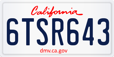 CA license plate 6TSR643