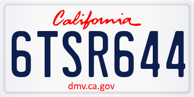 CA license plate 6TSR644