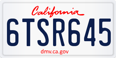 CA license plate 6TSR645