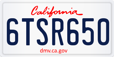 CA license plate 6TSR650