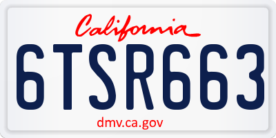 CA license plate 6TSR663
